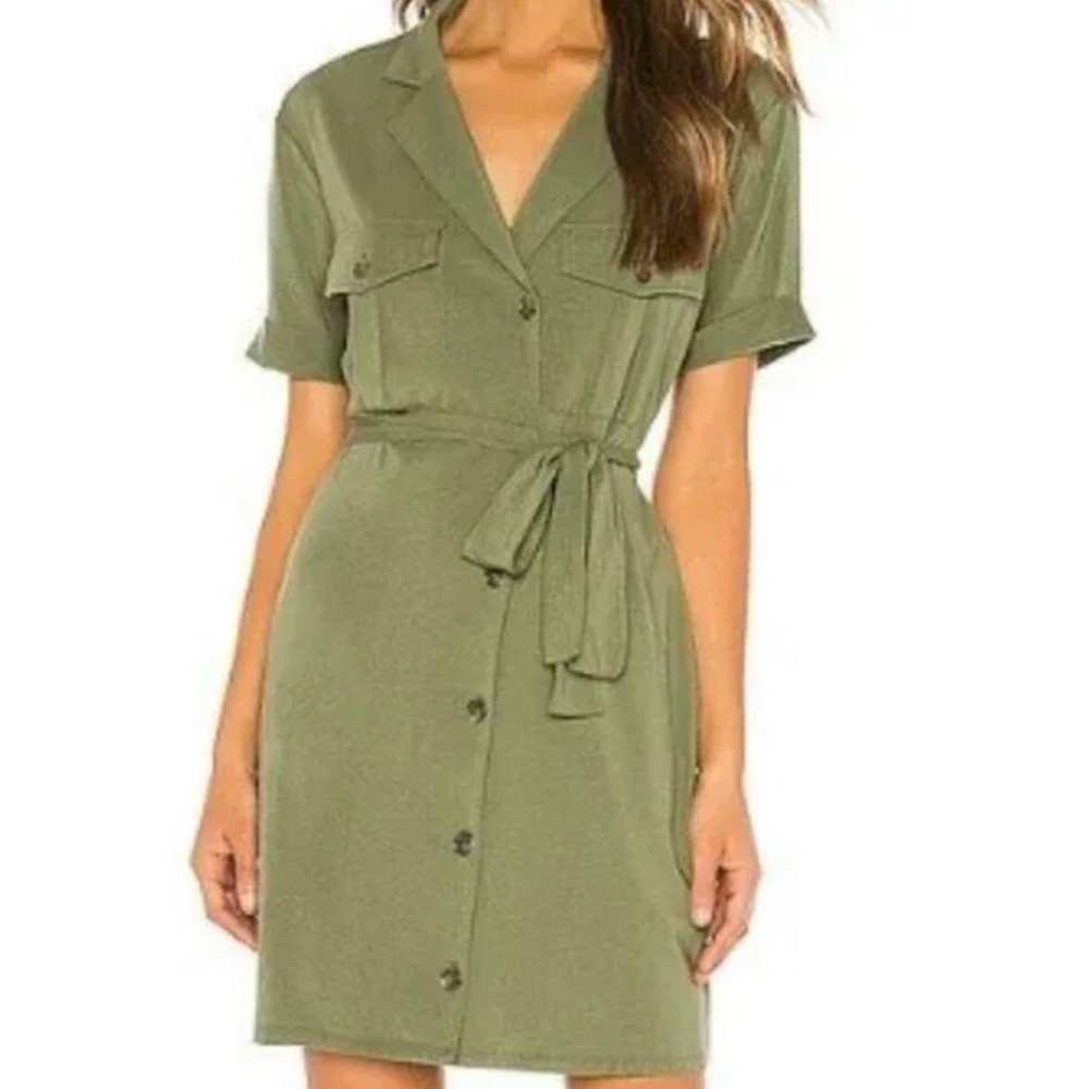 Joie Olive Green Button-Down Belted Dress